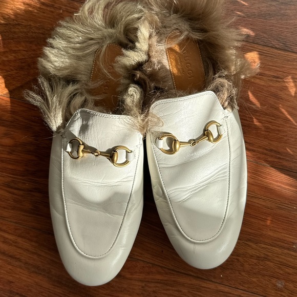 Gucci Princetown Fur Mules. White. Size 7. 100% Authentic. - Picture 9 of 13